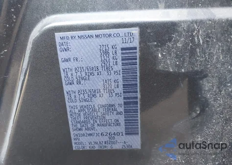 2018 Nissan Pathfinder S из США, поврежденный, VIN 5N1DR2MM7JC626401